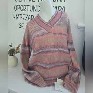 NWT Women's Skye's The Limit Striped Pullover Sweater Size Large Multicolored